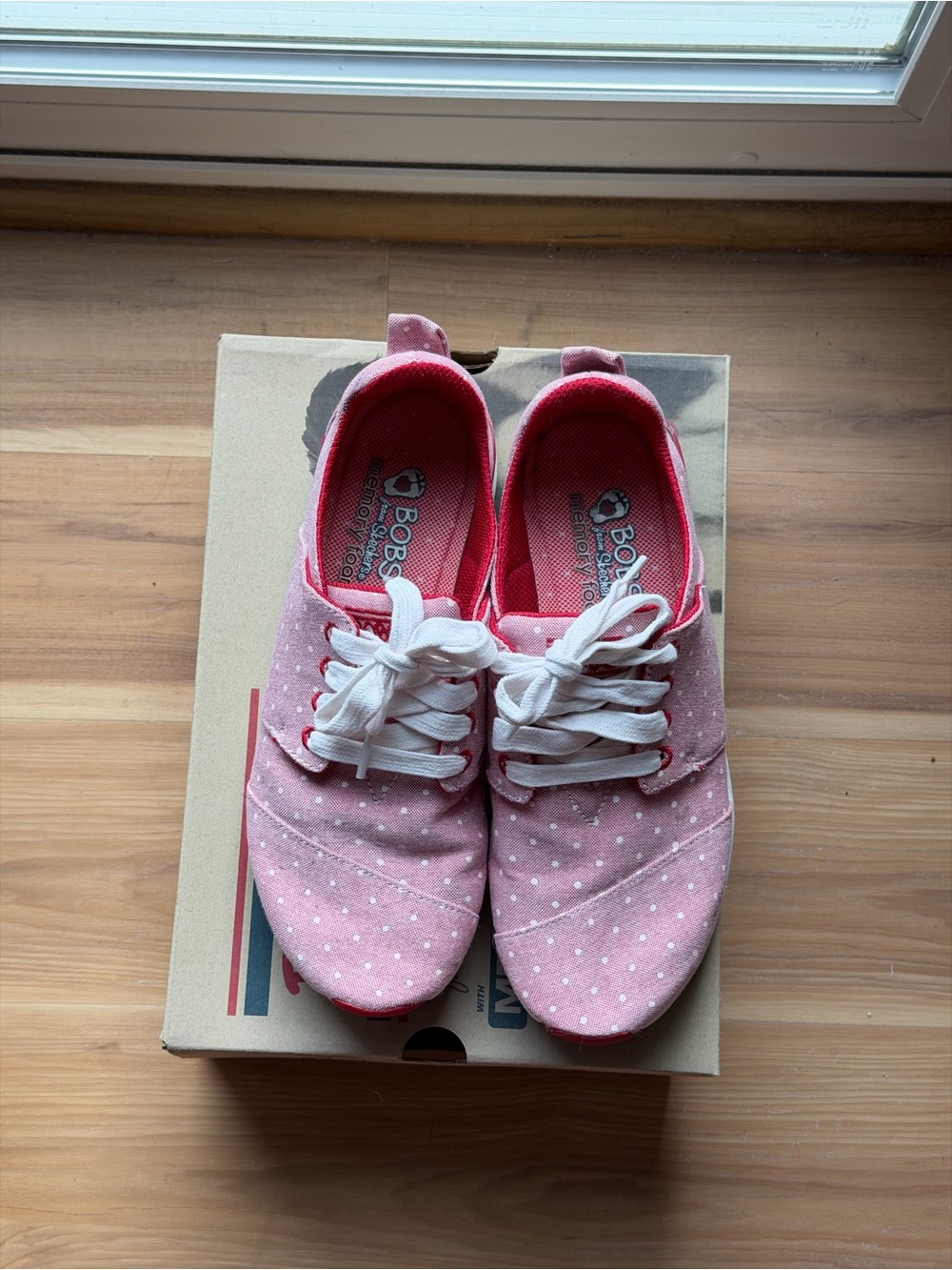 Skechers Red Polka Dot Canvas Sneakers with White Laces